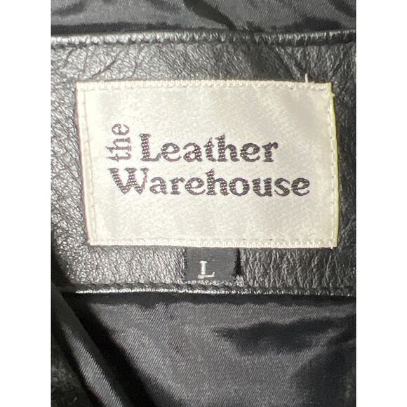 the Leather Warehouse Vintage Genuine Black Leather Jacket Paisley Size Large - Picture 4 of 8